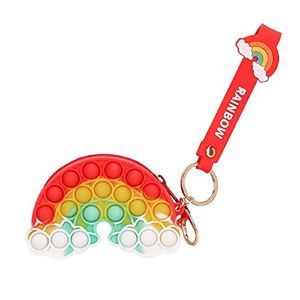 Bubble Popper Keychain Zipper Pouch Fidget Toy Pop Sensory Toy (Rainbow)